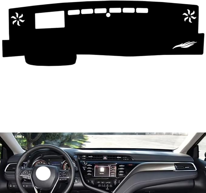 generic leather dashboard cover Compatible with Toyota Camry（HUD） 2018-2019，dash cover（black）