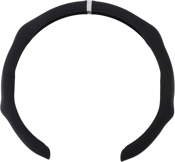 PU Artificial Leather Steering Wheel Cover ABS Car Steering Wheel Protector 14.96" Black White 1Pc