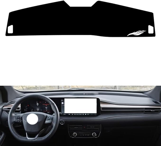 leather dashboard cover Compatible with FORD Edge PLUS（Half covered） 2021-2022，dash cover（black）