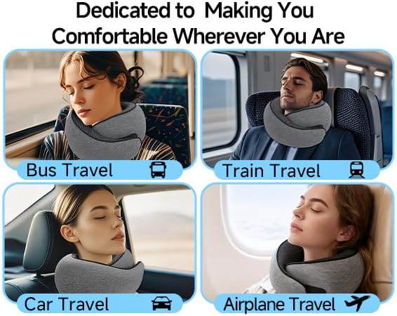 JJSHUANL Travel Pillows for Airplanes,360° Support Stowable Travel Pillow, Neck Pillow Airplane with Memory Foam Portable Travel Neck Pillow for Traveling, Suitable for Airplanes, Offices, and Cars