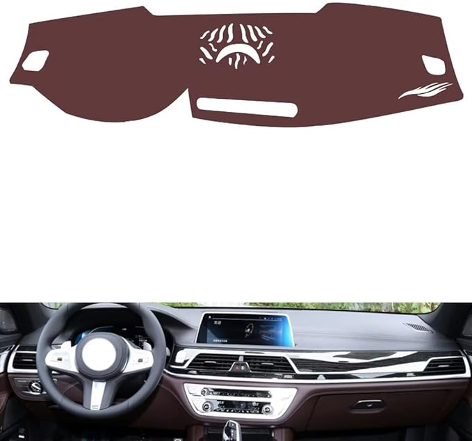Leather Dashboard Cover Compatible with BMW 7 Series（NO HUD） 2016-2022,Dash Board Cover mat Anti-Slip Sun-Proof and dust-Proof(Brown)