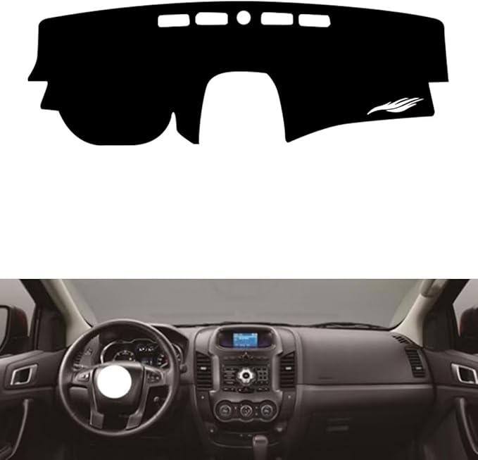 leather dashboard cover Compatible with Ford ranger XLS 2018，dash cover（black）