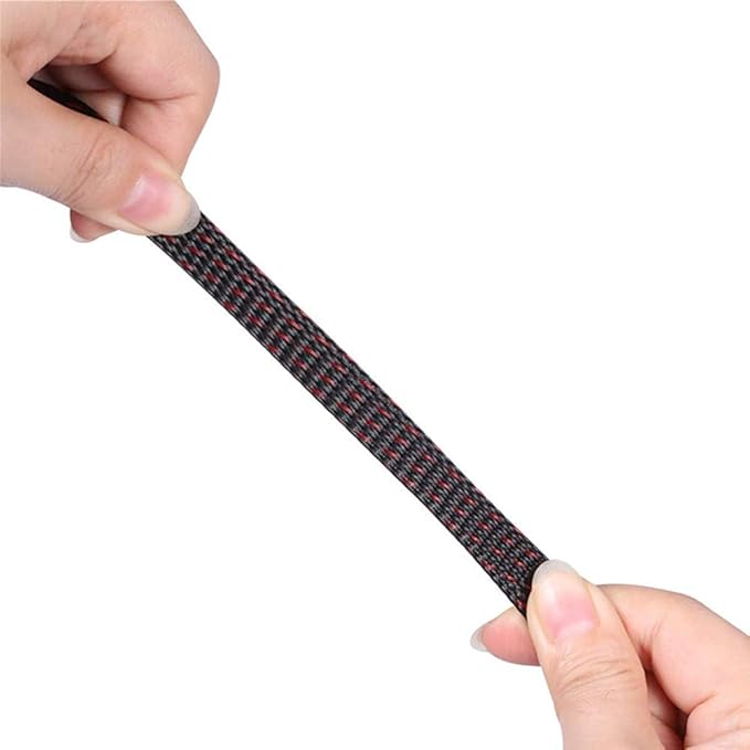 25ft - 1/4 Inch Cable Management Sleeve Protector,Wire Loom PET Expandable Wire Sleeving for Office TV Computer Home Theater Engine Bay Cord Organizer,Protect Cables from Pet Cat Dog Chewing,BlackRed