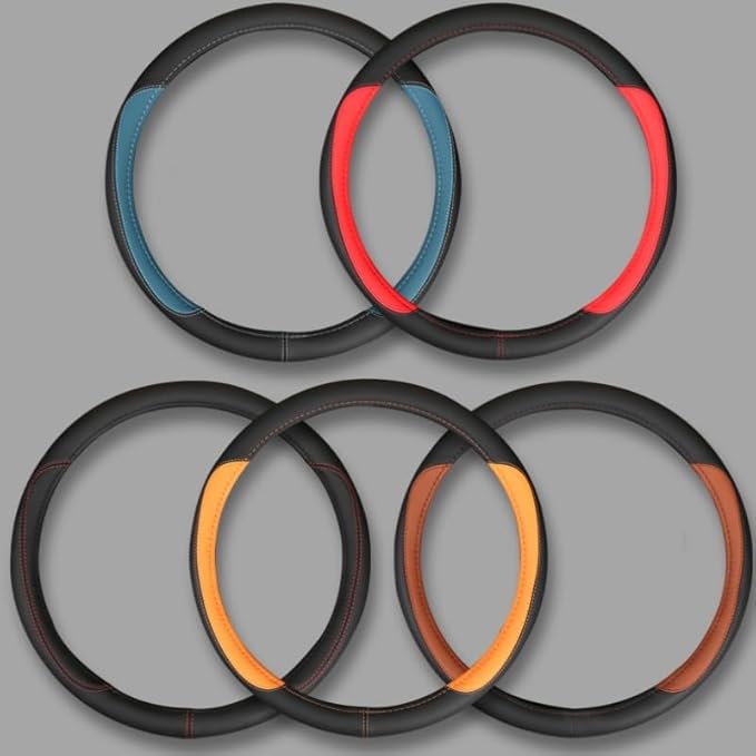 Product Truck Steering Wheel Cover PU Leather Anti Slip Anti Rub Four Season Universal 16 17 18 19inch (Black Brown, 17inch)