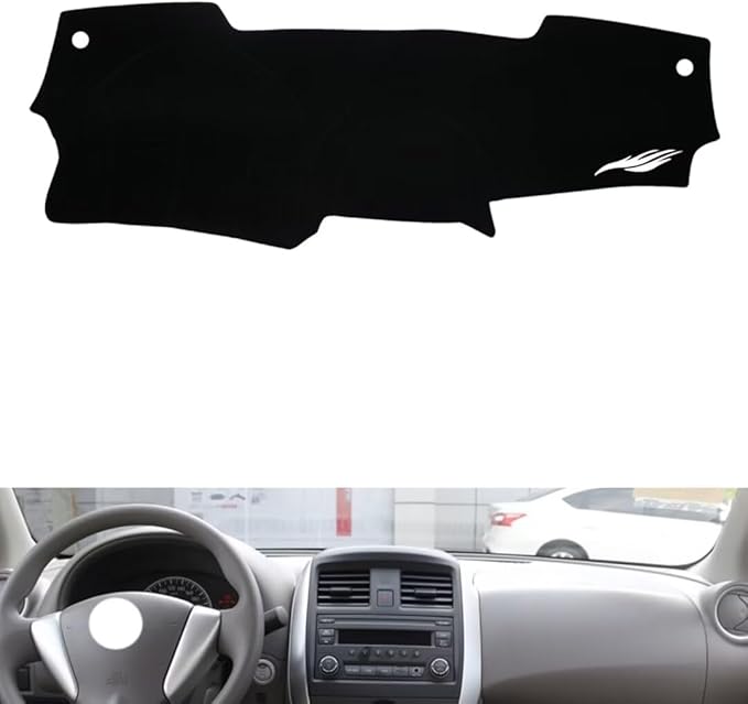 leather dashboard cover Compatible with Nissan NEW Sunny 2010-2016，dash cover（black）