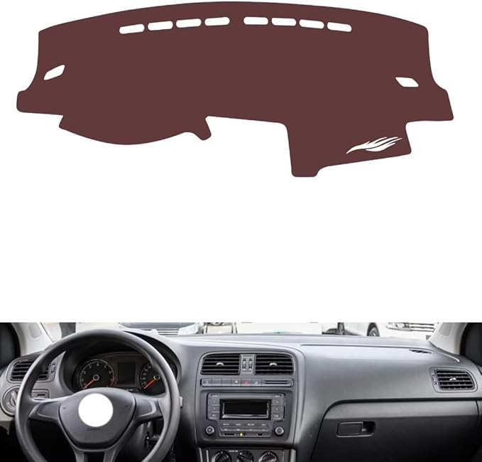 Leather Dashboard Cover Compatible with VW Polo 2011-2018，Dash Cover, Non-Slip Dash Cover, Dash mat Dashboard Cover, Interior Dash Covers