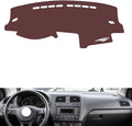 Leather Dashboard Cover Compatible with VW Polo 2011-2018,Dash Board Cover mat Anti-Slip Sun-Proof and dust-Proof(Brown)