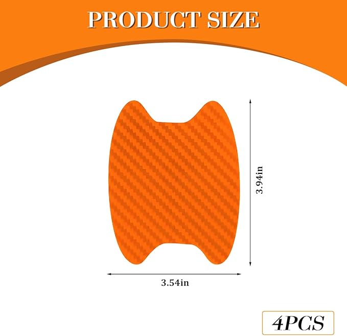 Car Door Handle Cup Scratch Protector, 4PCS 3D Carbon Fiber Vehicle Handle Bowl Sticker, Automotive Exterior Door Cup Protection Decal, Universal for SUV Caravan Automobile (Orange)