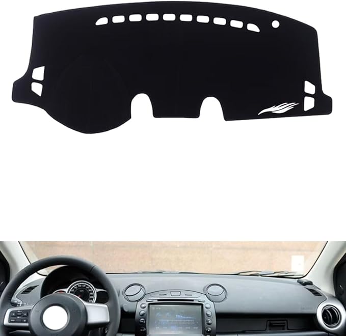 leather dashboard cover Compatible with Mazda 2，dash cover（black）