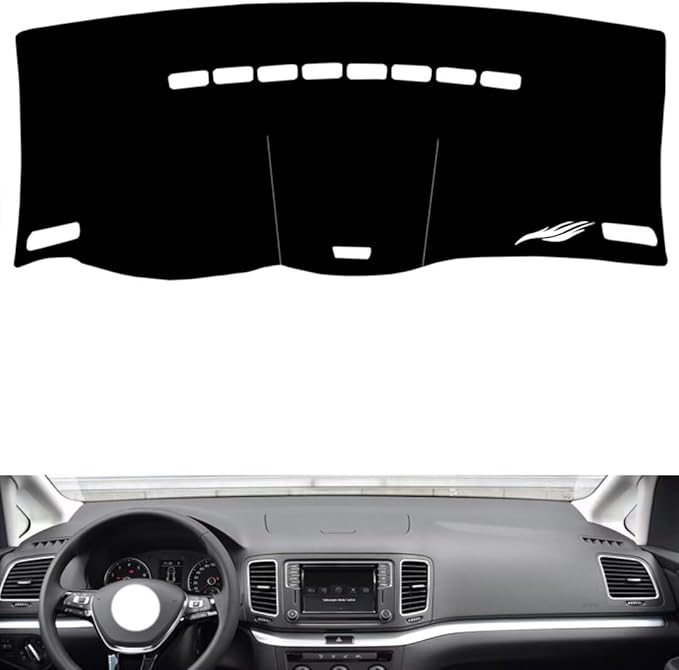 leather dashboard cover Compatible with VW Sharan，dash cover（black）