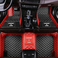 Custom Making Car Floor Mats Compatible for 2000-2025 All Mode Sedan SUV Sports Car Full Coverage Cute Pads Protection Non-Slip Leather Floor Liners (Black+Red)