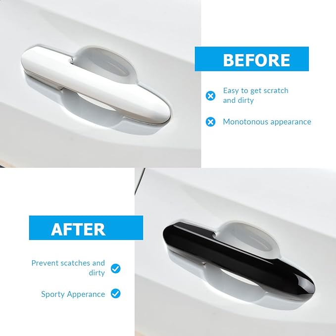 DLOVEG Upgraded Snap-on Door Handle Cover Compatible for 2019-2024 2025 Toyota Rav4 Accessories for Highlander 2020-2024 2025 No Adhesive Black Handle Protectors Glossy Black