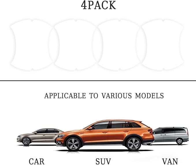 4PCS Carbon Fiber Car Door Handle Protectors, Universal Anti-Scratch Guard Stickers Fit Most Cars