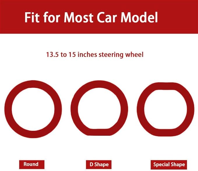Universal Steering Wheel Cover：13.5 to 15 Inches Stretchable Silicone Anti Skid Steering Wheel Protector Fit for Most Car Models Including Round D Shape or Special Shape (Red)