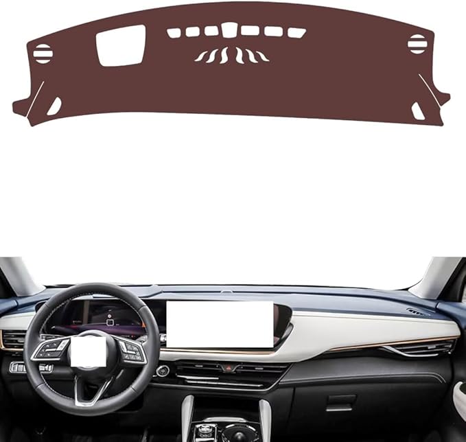 Leather Dashboard Cover Compatible with Buick Envision Plus (HUD) 2024,Dash Board Cover mat Anti-Slip Sun-Proof and dust-Proof(Brown)