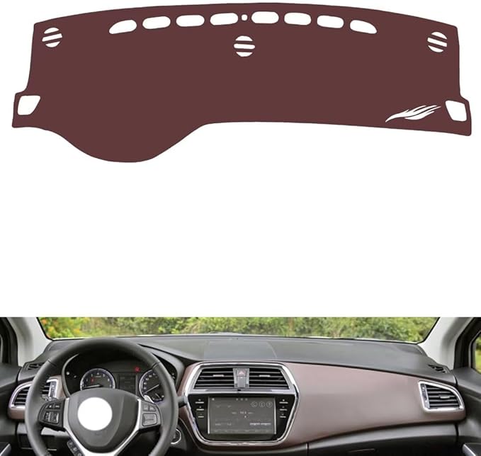 Leather Dashboard Cover Compatible with Suzuki scross 2017，Dash Cover, Non-Slip Dash Cover, Dash mat Dashboard Cover, Interior Dash Covers