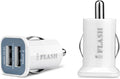 iFlash Dual USB Car Lighter Charger Adapter with 3A Output - fast Heavy Duty Ouput - Support Apple iPad Pro / Air 2 / mini 2/3/4 iPhone X / 8 Plus / 7 / 6S Plus / 6 / SE /5S (White)