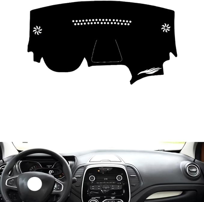 leather dashboard cover Compatible with Renault captur，dash cover（black）