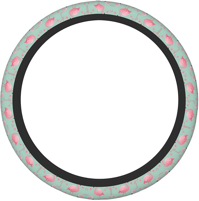 Flamingoes Pattern Neoprene Steering Wheel Covers Women Men Car Accessories, Universal 15 Inch Fit Auto, Suvs, Truck