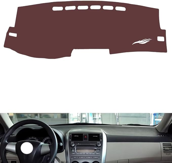 Leather Dashboard Cover Compatible with Toyota Corolla 2007-2013,Dash Board Cover mat Anti-Slip Sun-Proof and dust-Proof(Brown)