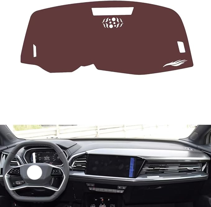 Leather Dashboard Cover Compatible with Audi Q4 e-tron（NO HUD） 2022-2024，Dash Cover, Non-Slip Dash Cover, Dash mat Dashboard Cover, Interior Dash Covers