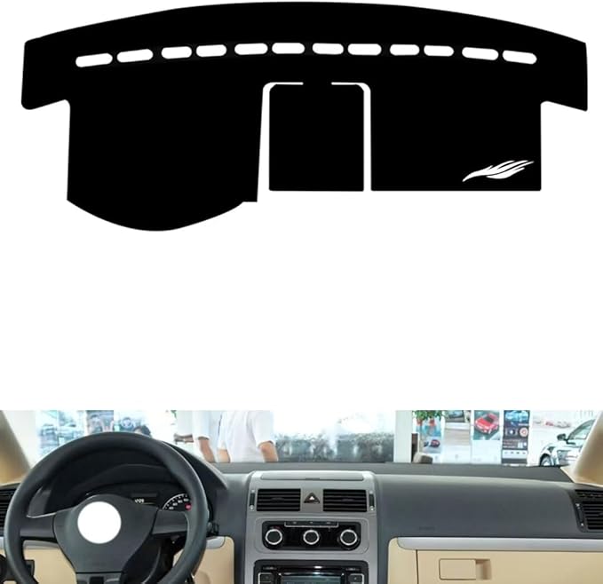 leather dashboard cover Compatible with VW Compatible with Touran 2004-2015，dash cover（black）