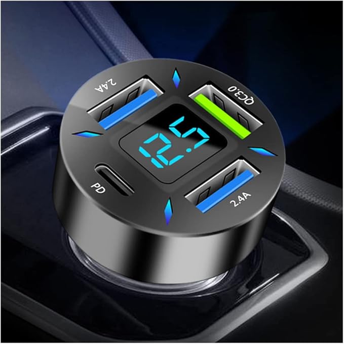Car Fast Charger,PD/QC3.0 Car USB Charger with LED Lights,Cigarette Lighter USB Charger Compatible for iPhone Galaxy iPad Pro& More Mobil Phone
