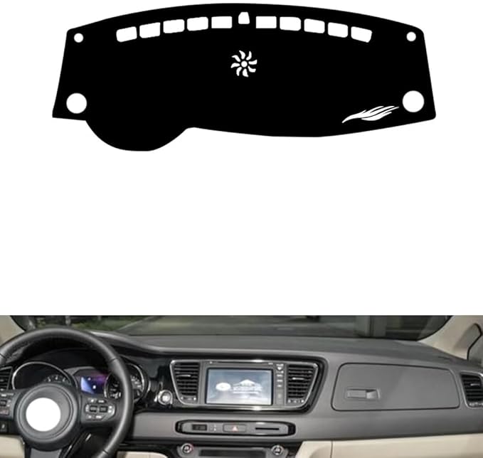 Leather Dashboard Cover Compatible with KIA Sedona 2015-2021，Dash Cover（Black）