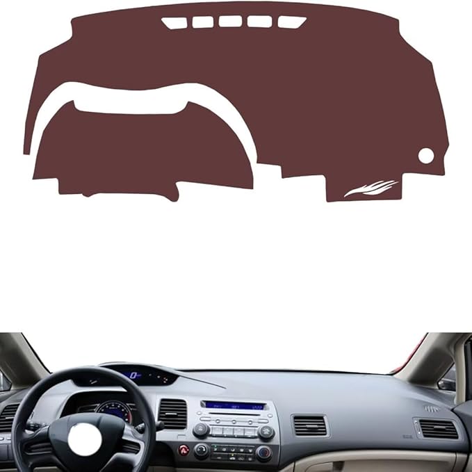 Leather Dashboard Cover Compatible with Honda ciimo,Dash Board Cover mat Anti-Slip Sun-Proof and dust-Proof(Brown)