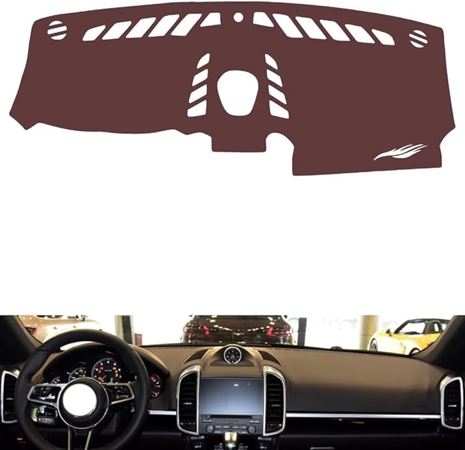 Leather Dashboard Cover Compatible with Porsche Caynne (Compass) 2010-2016,Dash Board Cover mat Anti-Slip Sun-Proof and dust-Proof(Brown)