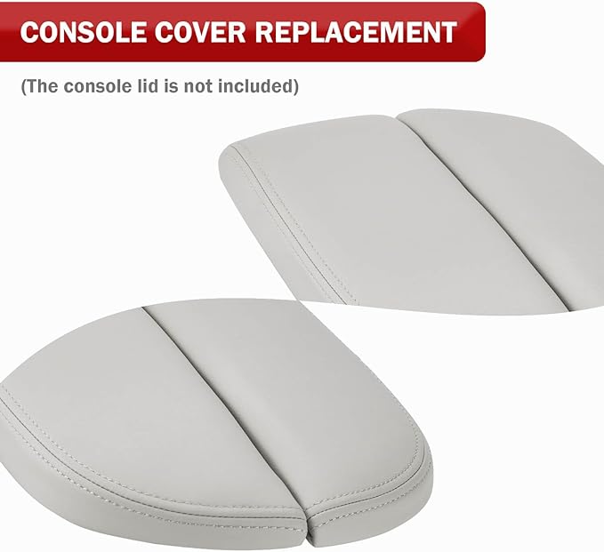 KBH Car Center Console Cover Replacement for Acura MDX 2007 2008 2009 2010 2011 2012 2013, Vinyl Leather, Middle Console Lid Armrest Replace Skin Upholstery, Gray