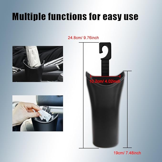 Car Trash Can Backseat, Car Garbage Organizer, Black Small Leakproof Vehicle Trash Garbage Can Bin, Automotive Interior Accessories Small Garbage Bin for Vehicles, Travelling, Home, Office