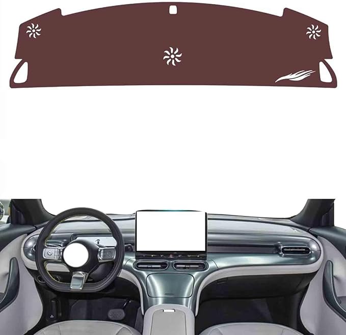 generic leather dashboard cover Compatible with Smart #1/#3（NO HUD,Full coverage），dash cover, Non-Slip Dash Cover, Dash mat Dashboard Cover, Interior Dash Covers, brown
