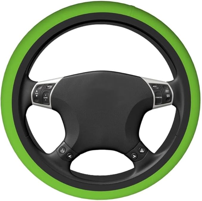 Elastic Stretch Steering Wheel Cover,Warm in Winter and Cool in Summer, Car Universal 15 inch, Microfiber Breathable Ice Silk, Anti-Slip, Odorless, Easy Carry,Green