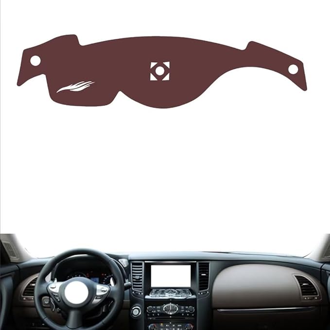 Leather Dashboard Cover Compatible with Infiniti FX Series 2009-2013,Dash Board Cover mat Anti-Slip Sun-Proof and dust-Proof(Brown)