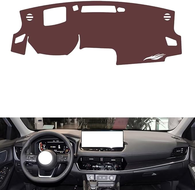Leather Dashboard Cover Compatible with Nissan New X-Trail（HUD） 2021-2023，Dash Cover, Non-Slip Dash Cover, Dash mat Dashboard Cover, Interior Dash Covers