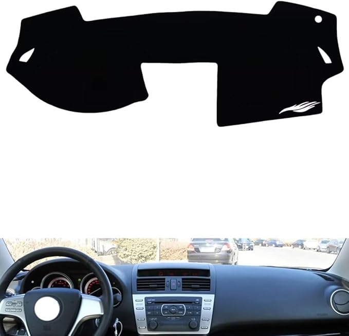 Leather Dashboard Cover Compatible with Mazda 6 (No Speaker) 2009-2016，Dash Cover（Black）