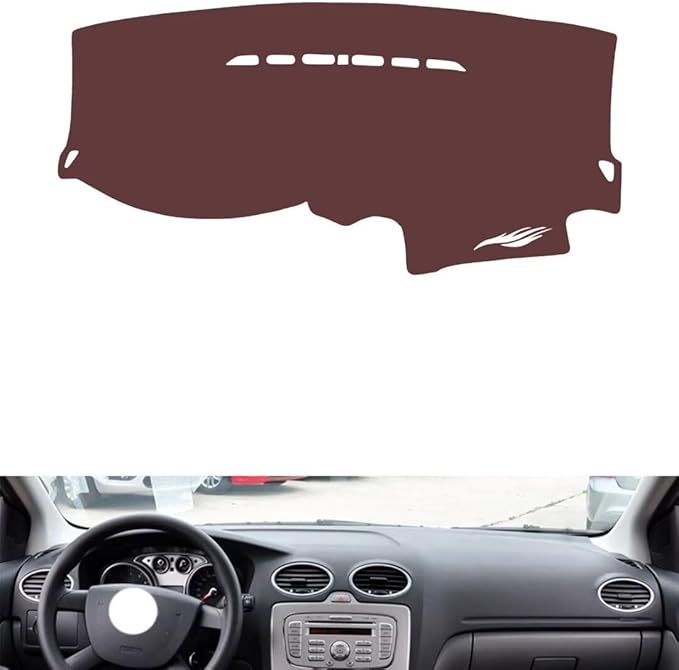 Leather Dashboard Cover Compatible with Ford Classic Focus,Dash Board Cover mat Anti-Slip Sun-Proof and dust-Proof(Brown)