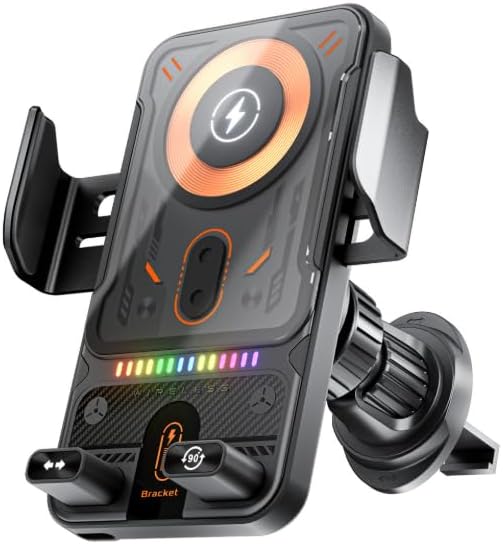 15W Air Vent Wireless Charging Car Phone Mount - Air Vent Magnetic Fast Charge Holder with 90° Rotation, in-Car Navigation Stand