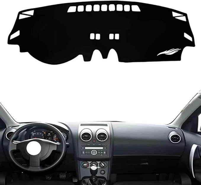 leather dashboard cover Compatible with Nissan Qashqai (no navigation) 2008-2015，dash cover（black）