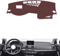 Leather Dashboard Cover Compatible with Audi Q2L (HUD),Dash Board Cover mat Anti-Slip Sun-Proof and dust-Proof(Brown)