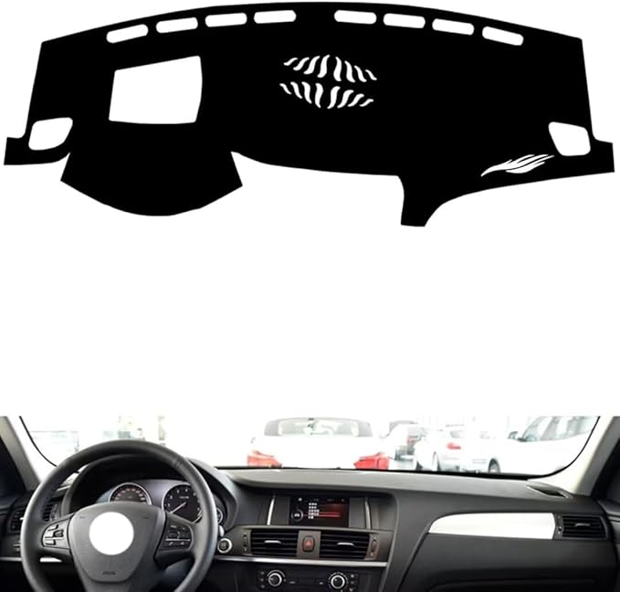 leather dashboard cover Compatible with BMW X3 (HUD 2011-2016，dash cover（black）
