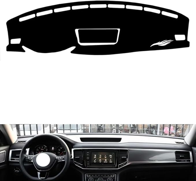 leather dashboard cover Compatible with VW Teramont（no speakers） 2017-2020，dash cover（black）