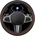 Leather Steering Wheel Cover 15 Inches Car Steering Wheel Cover Stretchy Easy Installation Durable Breathable Non-Slip for Honda Civic Accord Fit CRV HRV Pilot Odyssey Accessories -Brown