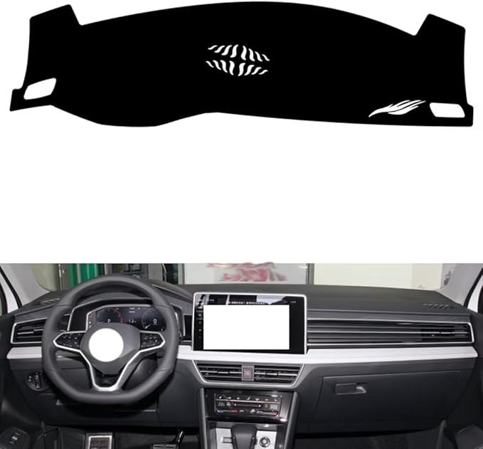 leather dashboard cover Compatible with VW Compatible with TIGUAN L (speakers 2022-2024，dash cover（black）