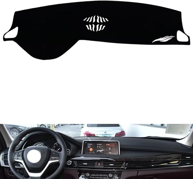 leather dashboard cover Compatible with BMW X5（NO HUD） 2014-2018，dash cover（black）
