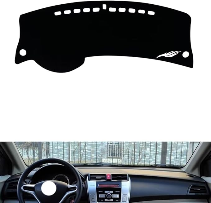 leather dashboard cover Compatible with HONDA City（Half covered） 2008-2014，dash cover（black）