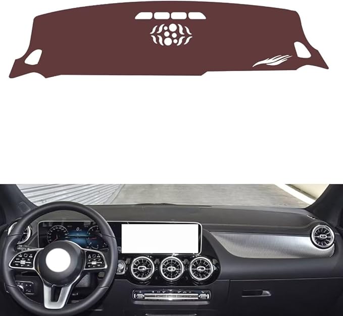 Leather Dashboard Cover Compatible with Mercedes B Class 2020-2022,Dash Board Cover mat Anti-Slip Sun-Proof and dust-Proof(Brown)