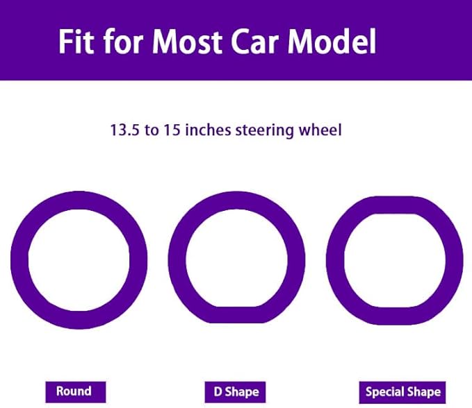 Universal Purple Steering Wheel Cover：13.5 to 15 Inches Stretchable Silicone Anti Skid Steering Wheel Protector Fit for Most Car Models Including Round D Shape or Special Shape