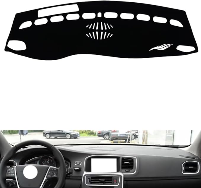 leather dashboard cover Compatible with Volvo S60L（warning light），dash cover（black）